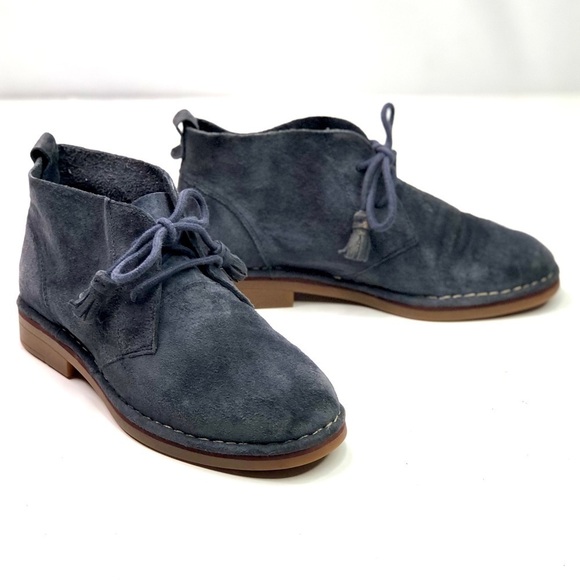 Hush Puppies blue suede chukka ankle boots lace up size 7.5 wide - Picture 1 of 9